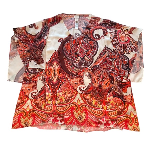 Chico's Tops - Chicos Multicolor Paisley Print Top Business Casual Bright Womens Large Size 2